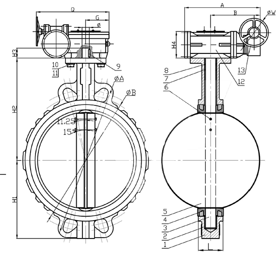 Universal type Butterfly Valve